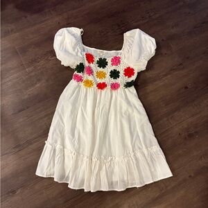 Umgee White Dress with Pink Crochet Detail cinco de Mayo, Mexican style